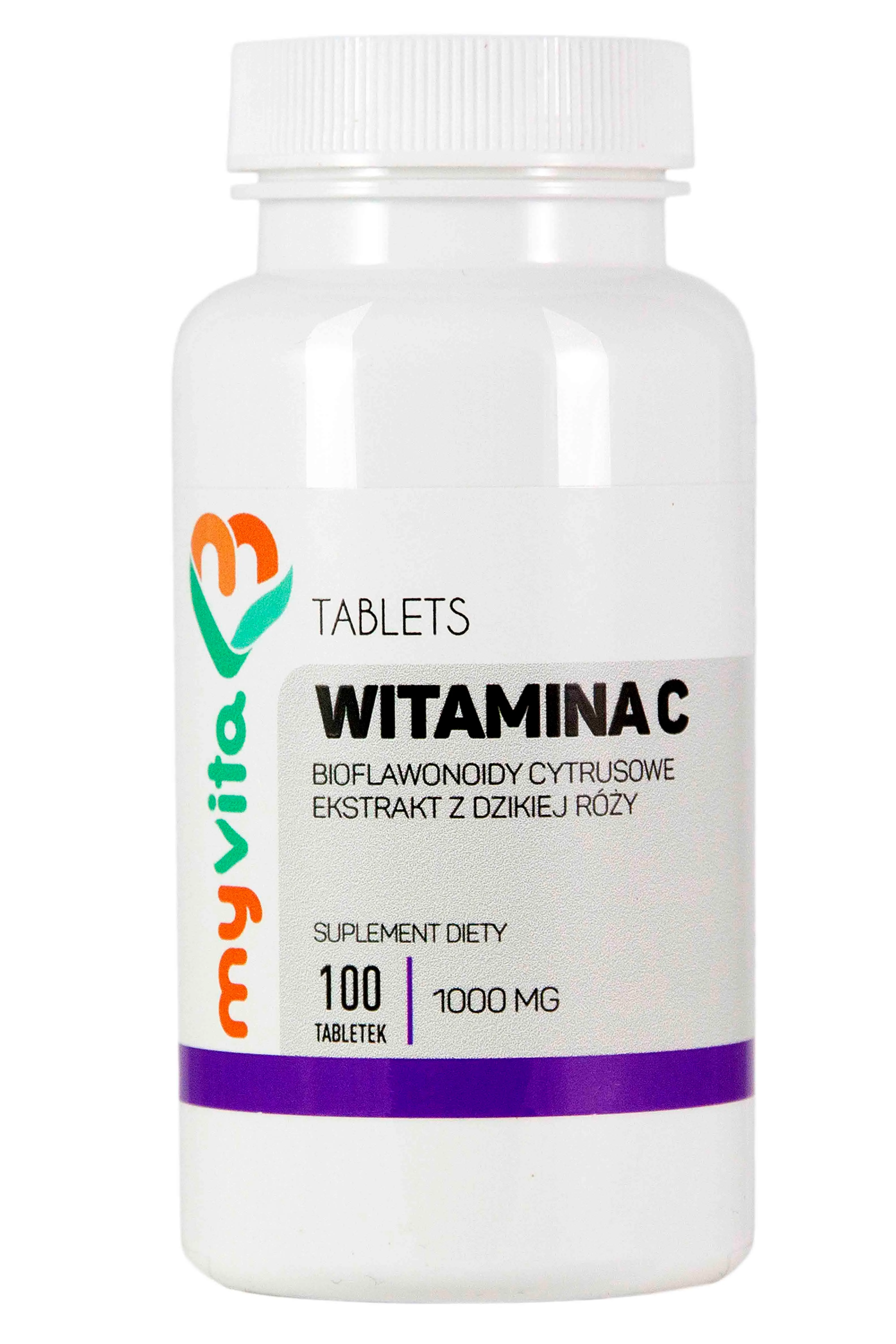 MyVita, Witamina C 1000mg, dzika róża ekstrakt, bioflawonoidy, suplement diety, 100 tabletek