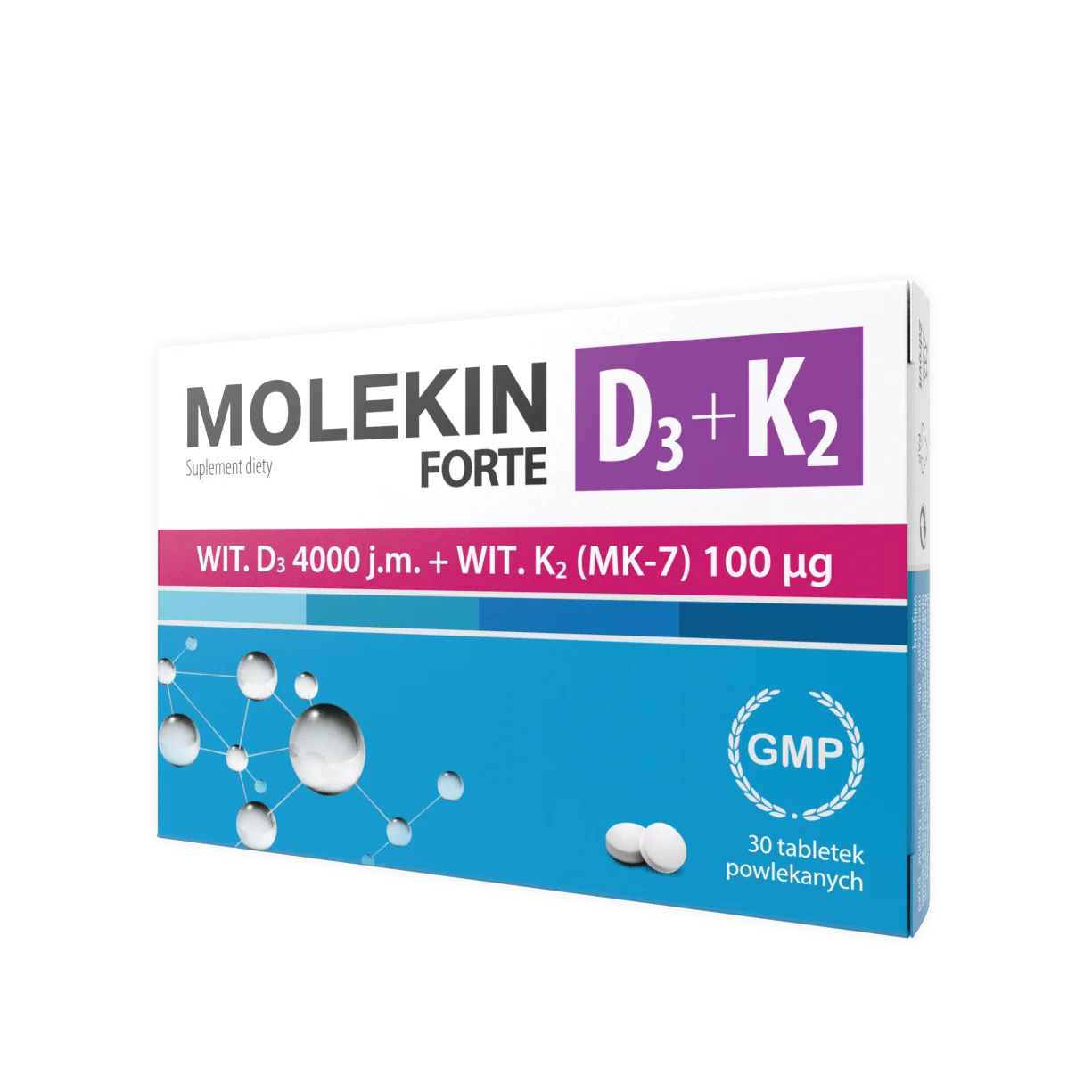 Molekin D3 + K2 Forte, suplement diety, 30 tabletek