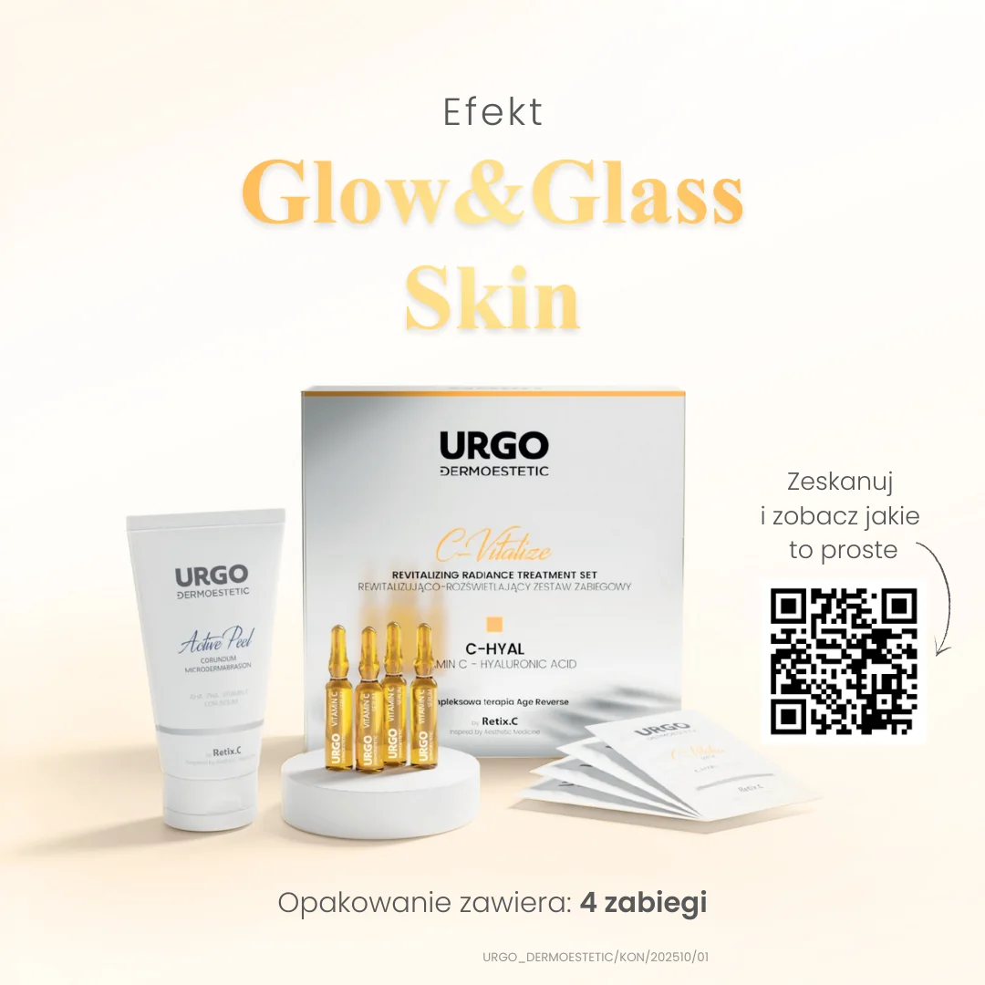 URGO Dermoestetic C-Vitalize rewitalizująco-rozświetlający zestaw zabiegowy, 50 ml + 4 x 1 ml + 4,25 ml