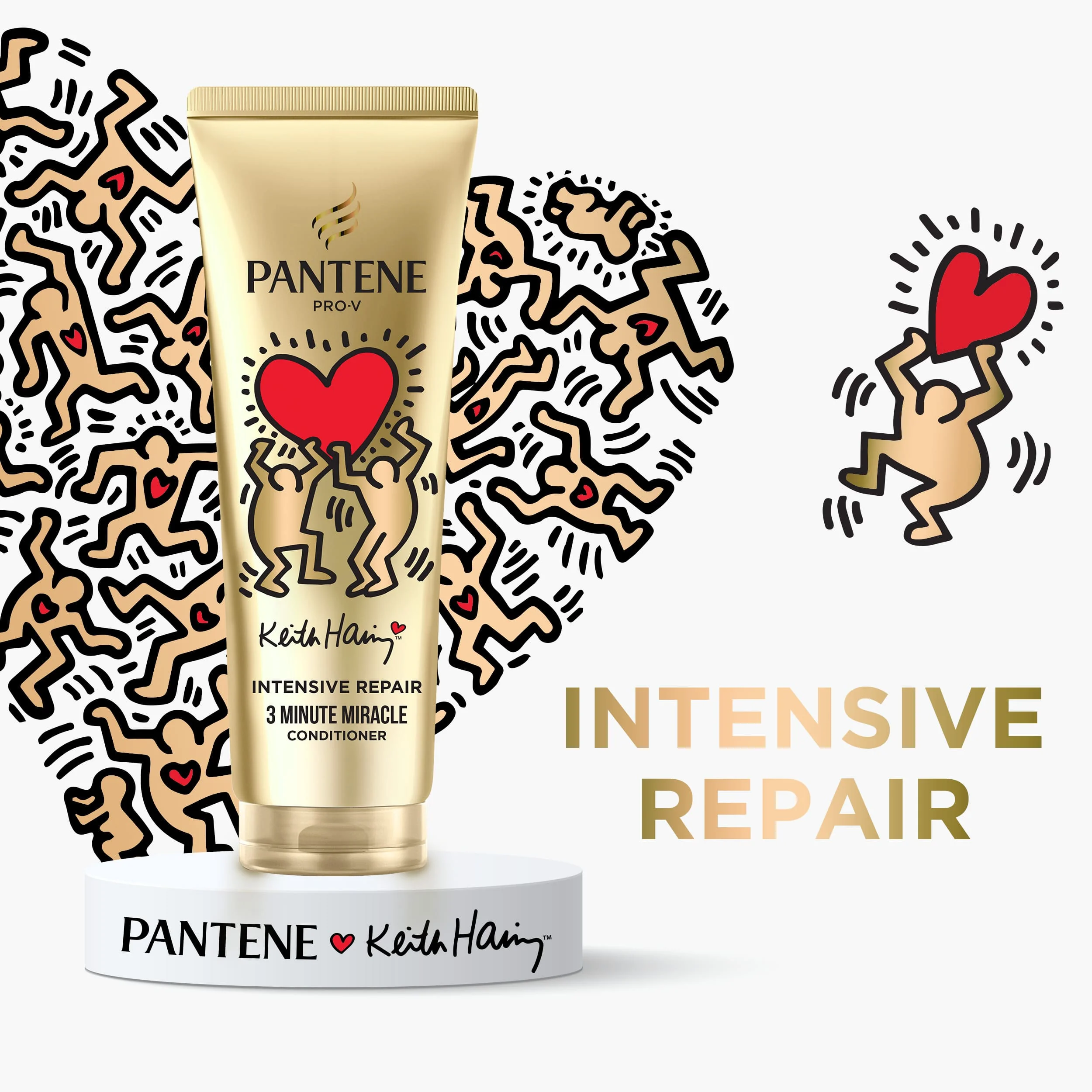 Pantene Arist Edition Keith Haring Intensive Repair Xmass Zestaw olejek do włosów, 100ml + maska do włosów, 300ml + szampon, 250ml + odżywka, 220ml