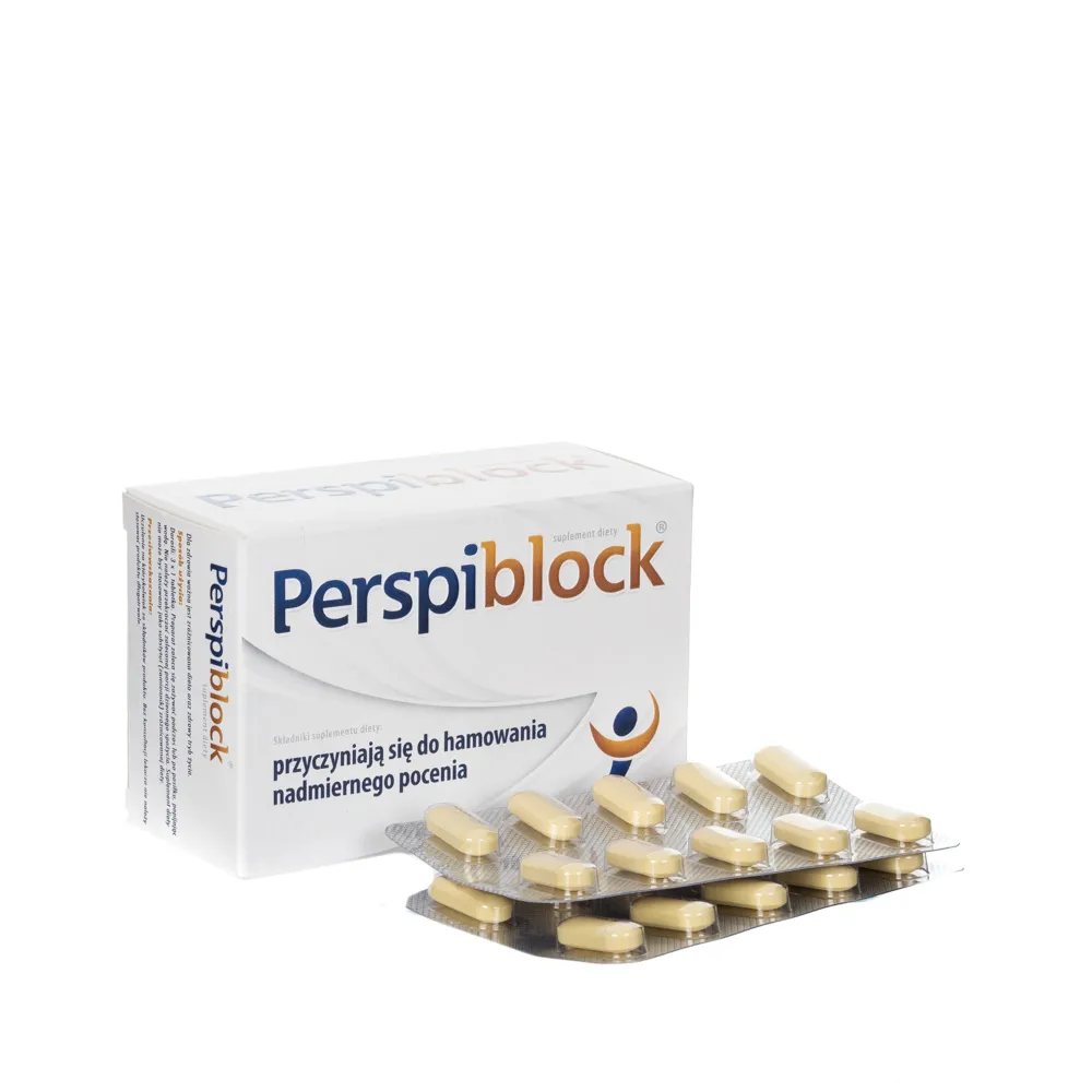 Perspiblock, suplement diety przyczyniający się do hamowania nadmiernego pocenia, 60 tabletek 