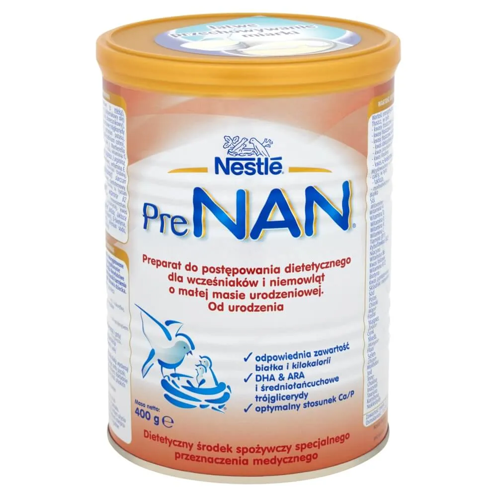 Nestle Pre Nan, preparat do postępowania dietetycznego dla wcześniaków i niemowląt od urodzenia, 400 g