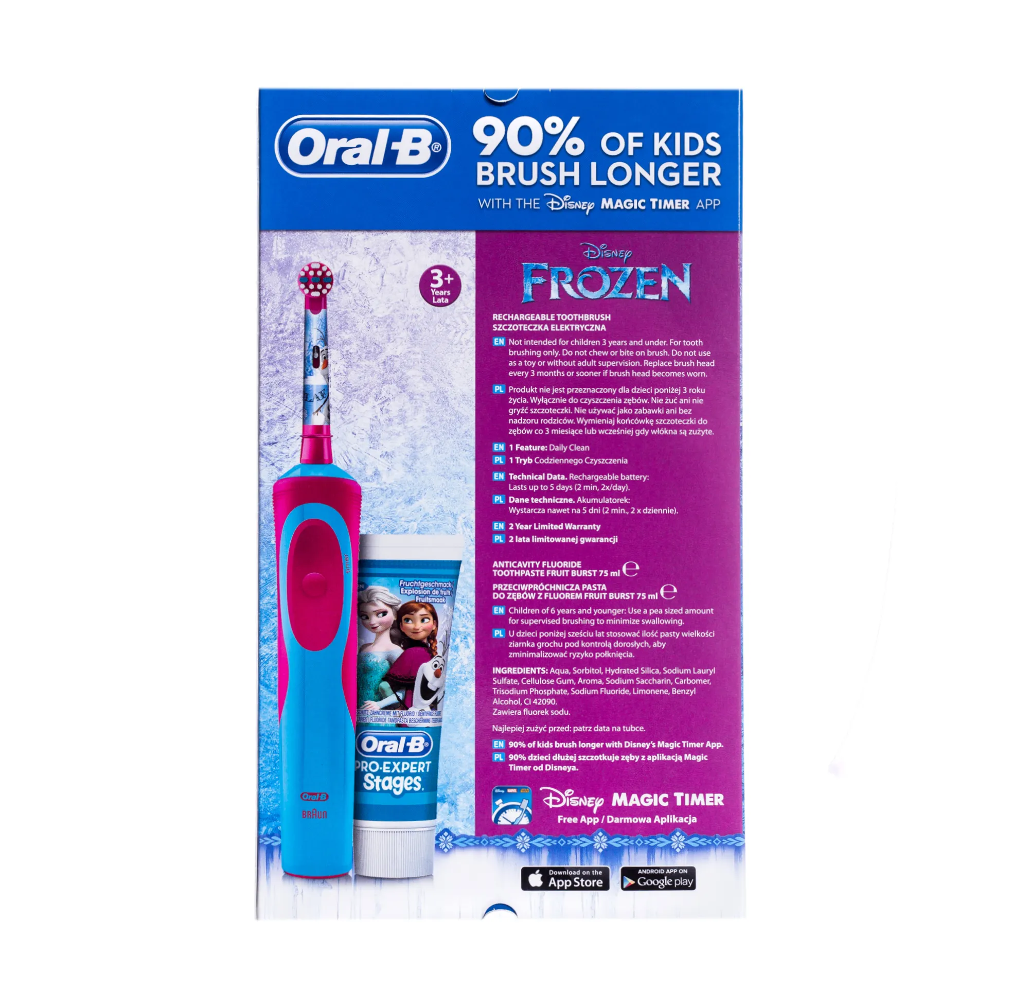 Oral-B, Kraina Lodu,zestaw szczoteczka do zębów + pasta z fluorem 75 ml 