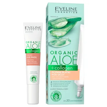 Eveline Cosmetics Organic Aloe + Collagen płynne płatki pod oczy zmniejszające cienie i obrzęki, 20 ml 