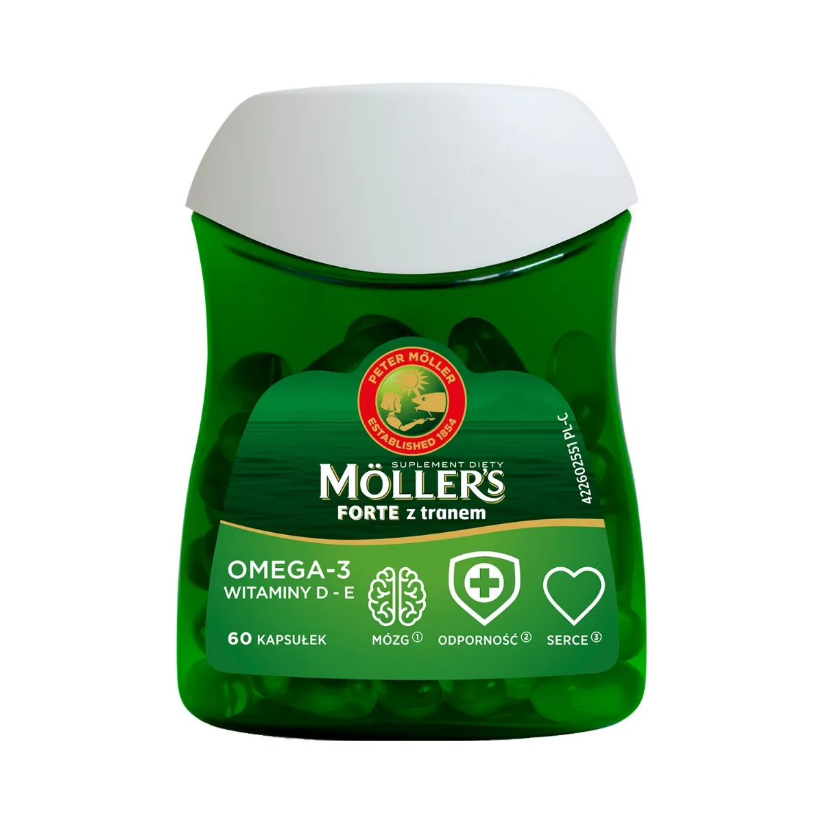 Moller's Forte - suplement diety z tranem Omega-3, 60 kapsułek