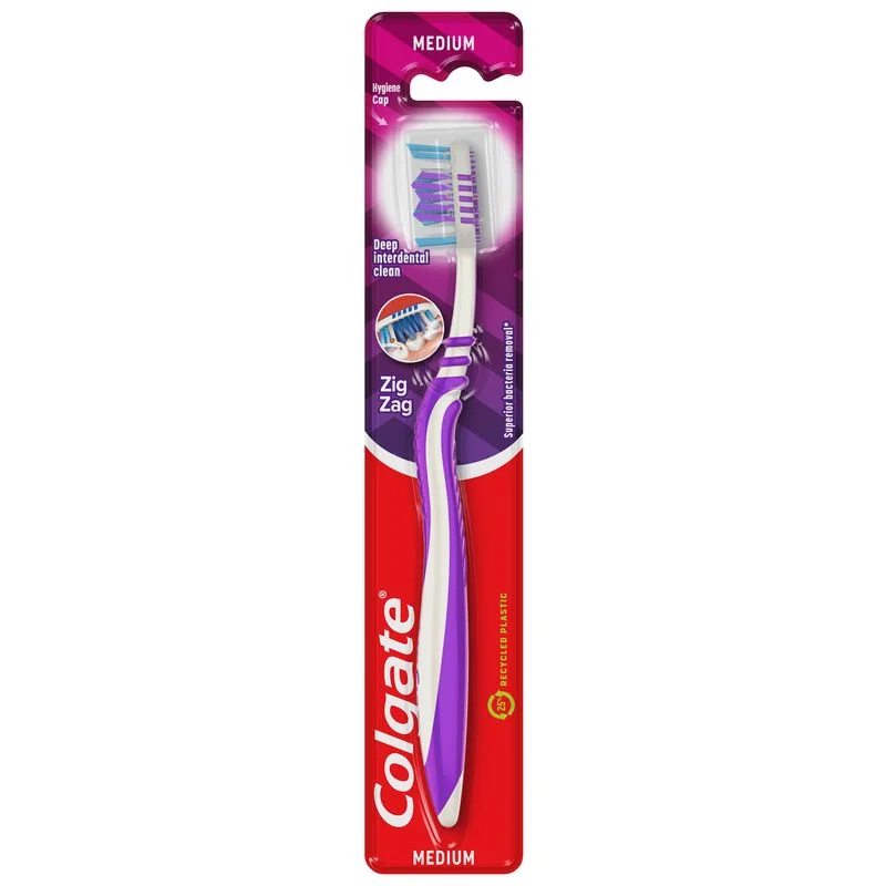 Colgate ZigZag Plus 2 średnie szczoteczki do zębów, 1 szt.