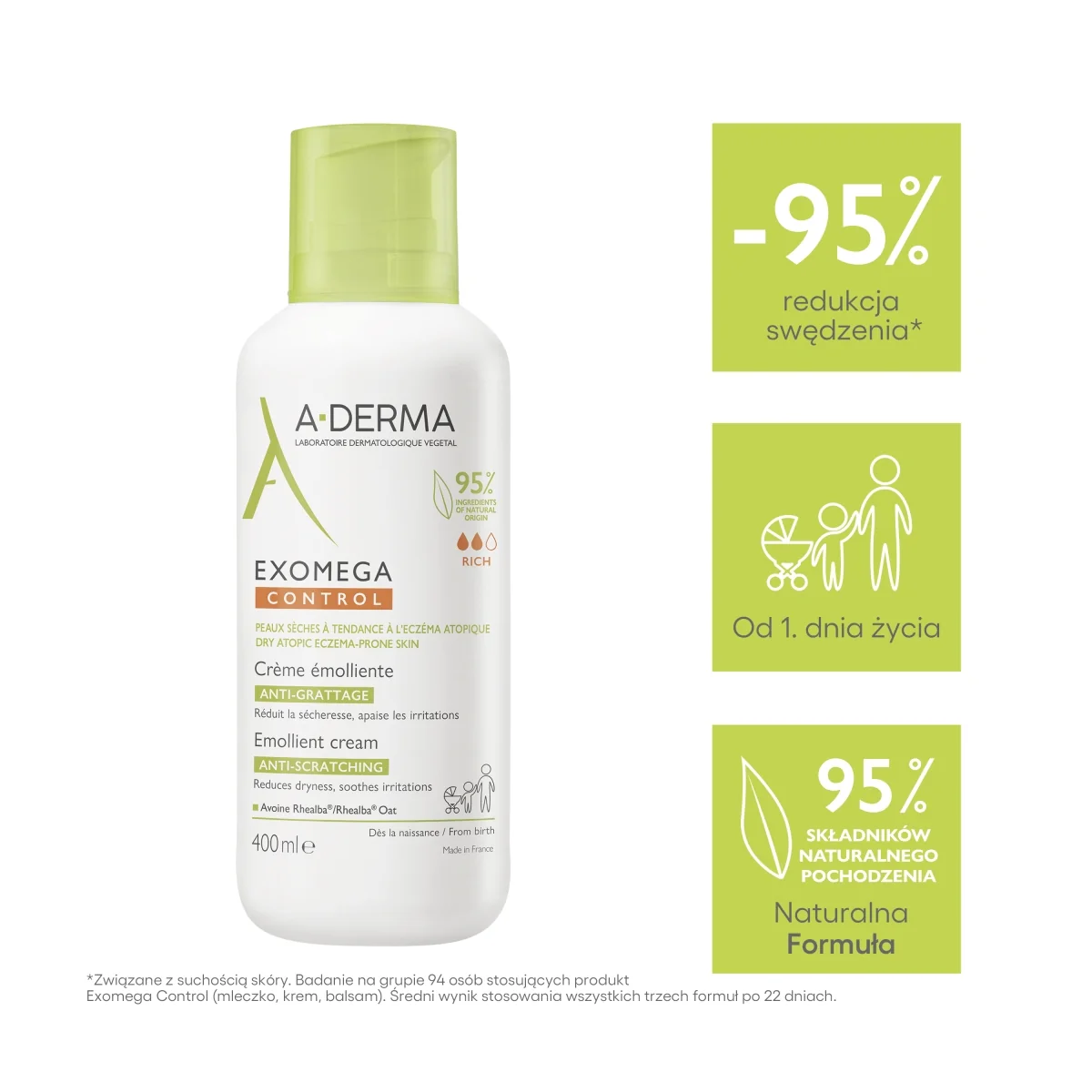 A-DERMA Exomega Control Krem emolient, 400 ml