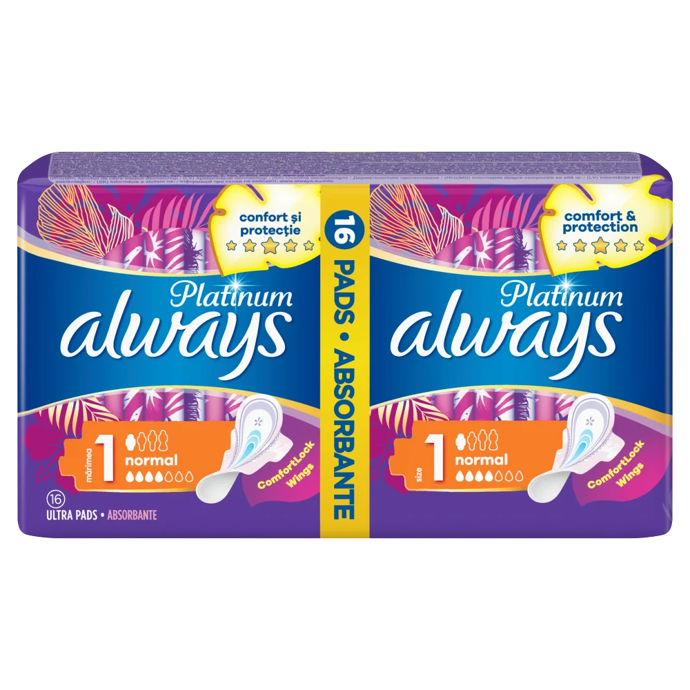 Always Ultra Platinum Normal podpaski ze skrzydełkami, 2 x 8 szt.
