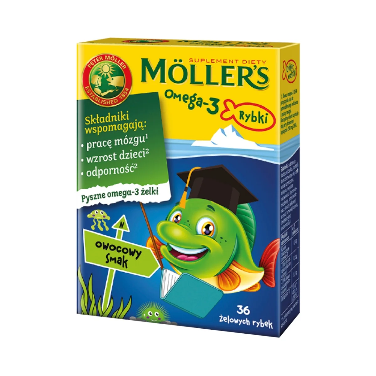 Moller's Omega-3 Rybki 36 żelków o smaku owocowym
