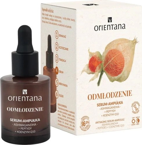 Orientana ODMŁODZENIE Ashwagandha Peptydy Koenzym Q10 serum-ampułka, 30 ml