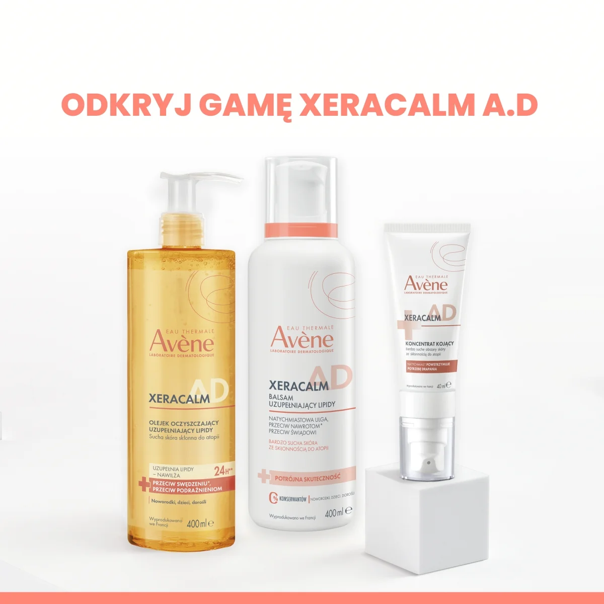 Avène XeraCalm A.D. olejek oczyszczający do mycia, 400 ml