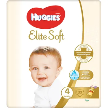Huggies Elite Soft, pieluchy, rozmiar 4, 8-14 kg, 33 sztuki 