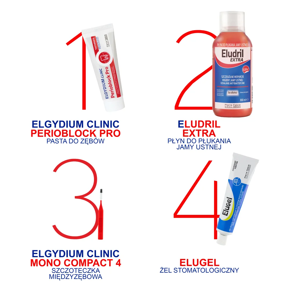 Elgydium Clinic Mono Compact 4 szczoteczki międzyzębowe czerwone, 4 szt.