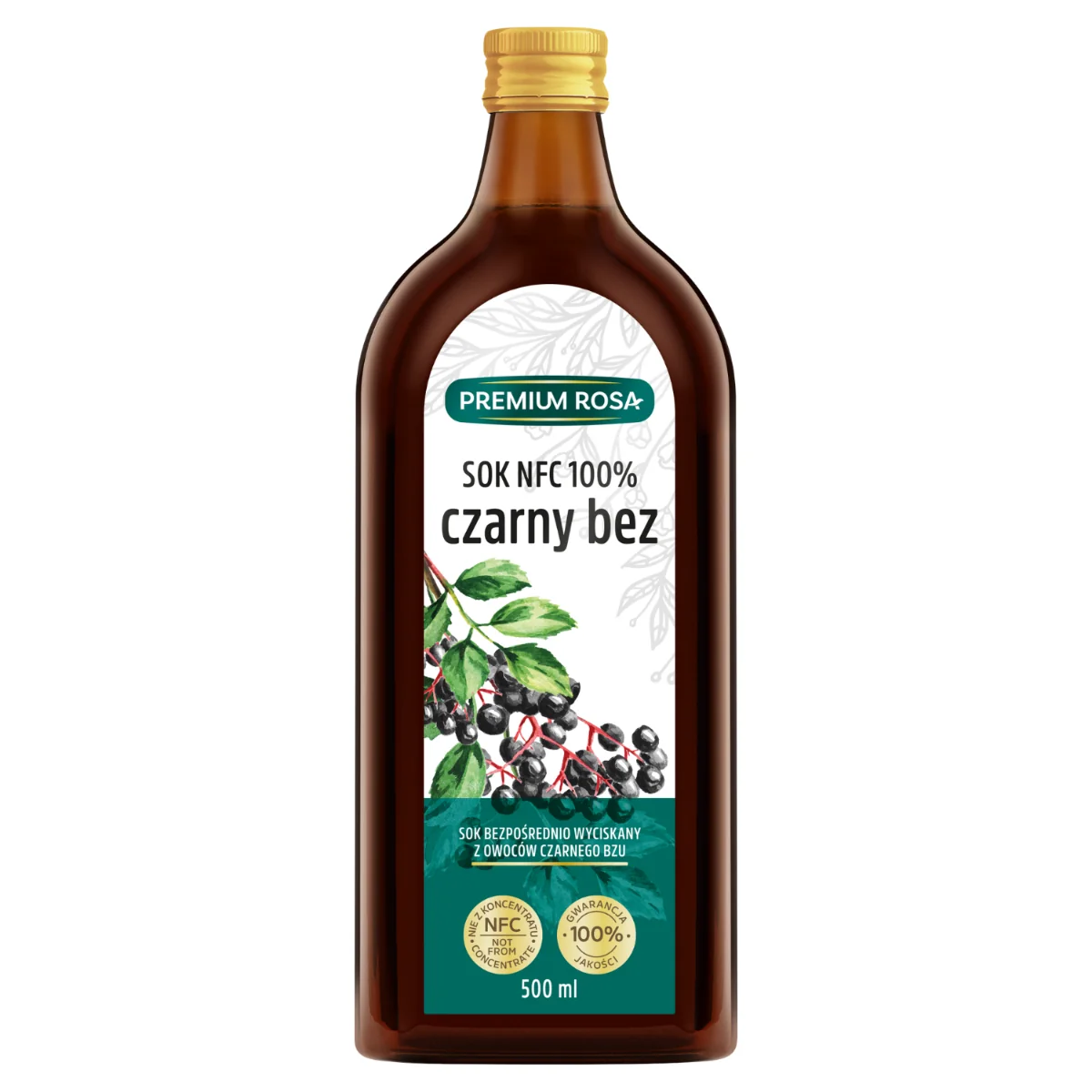 Premium Rosa sok NFC 100% Czarny Bez, 500 ml