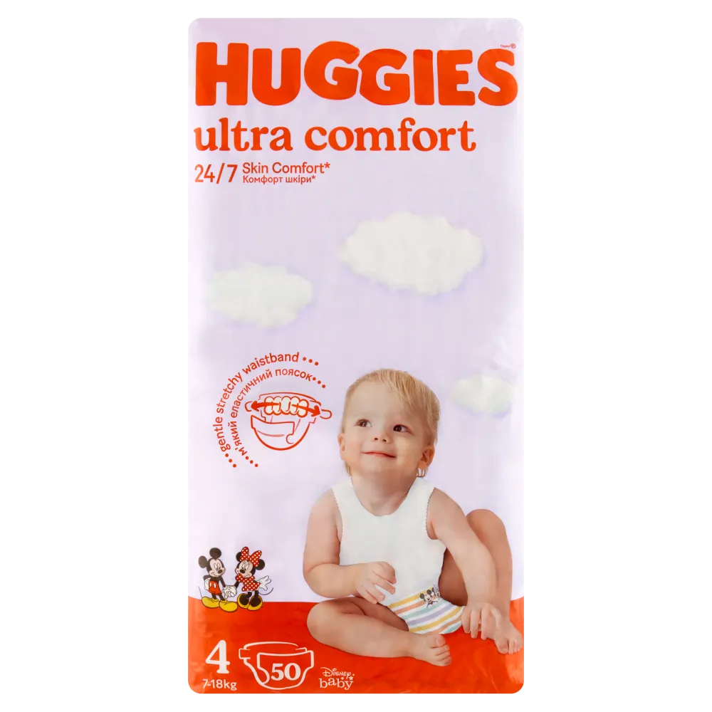 Huggies Ultra Comfort Jumbo Pack pieluszki rozmiar 4 (7-18 kg), 50 szt.