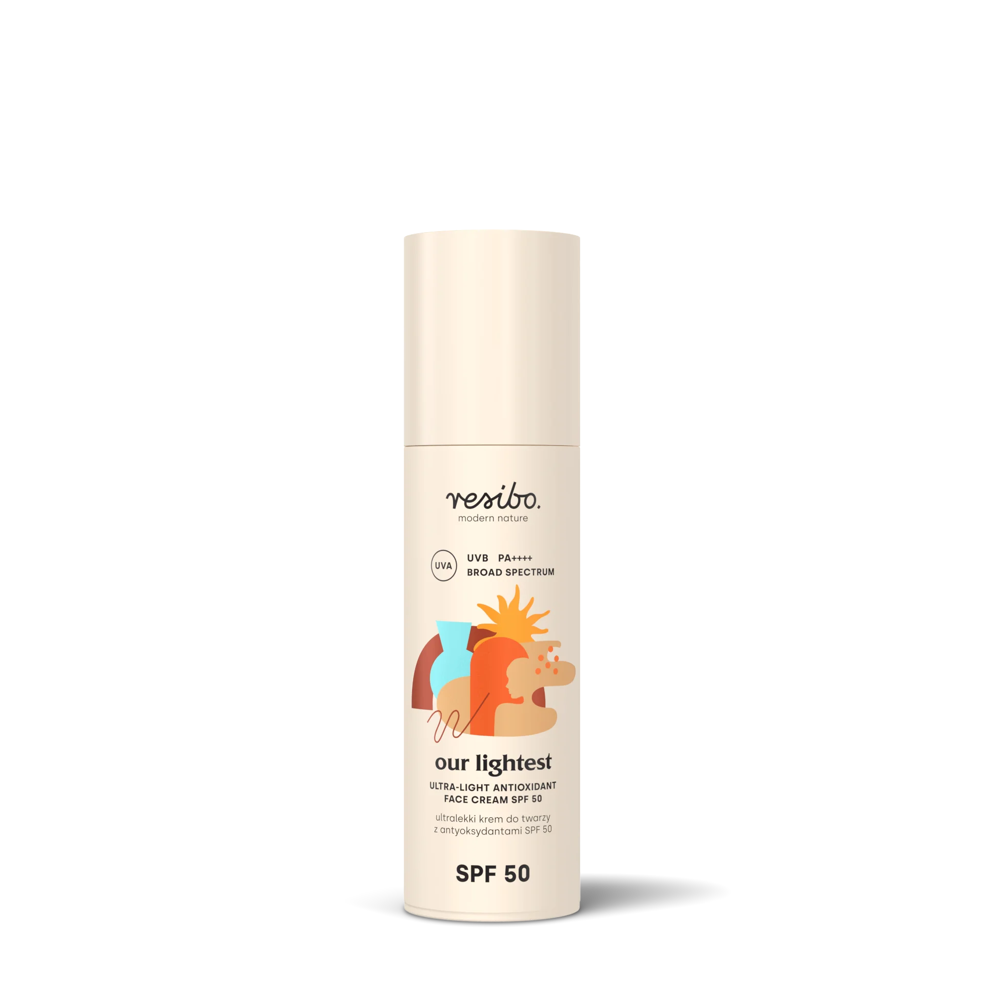 Resibo Our Lightest ultralekki krem do twarzy z antyoksydantami SPF 50, 50 ml