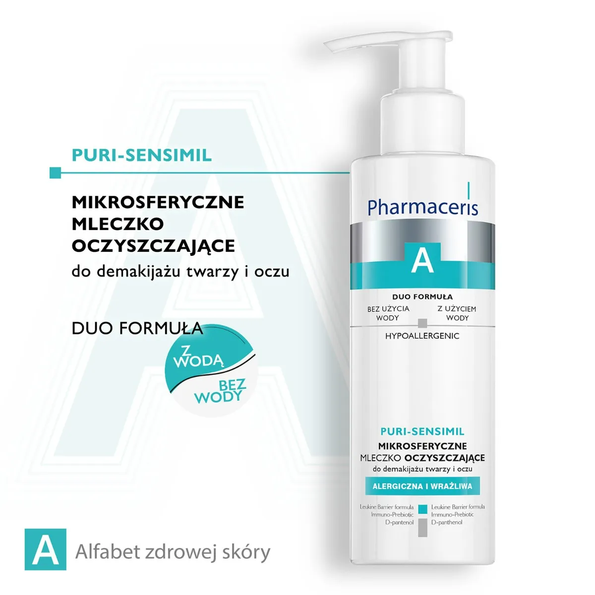 Pharmaceris A Puri-Sensimil, mikrosferyczne mleczko oczyszczające do demakijażu twarzy i oczu, 190 ml 