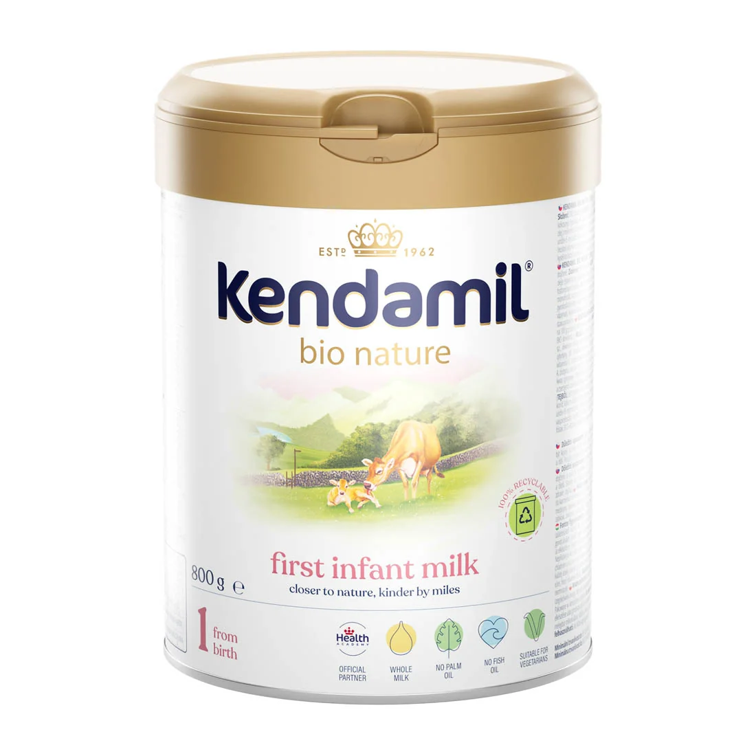 Kendamil BIO Nature 1 DHA+ Mleko początkowe dla niemowląt od urodzenia, 800 g