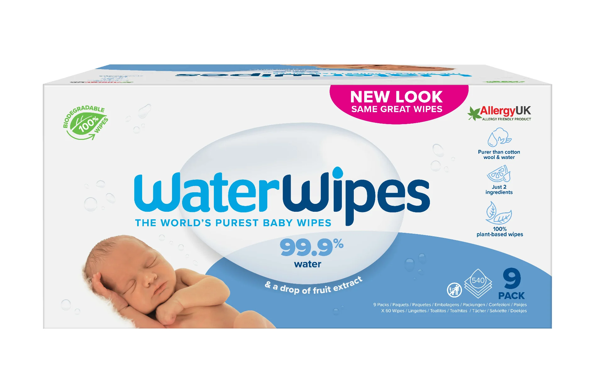 WaterWipes BIO chusteczki nawilżane, 9 x 60 szt.