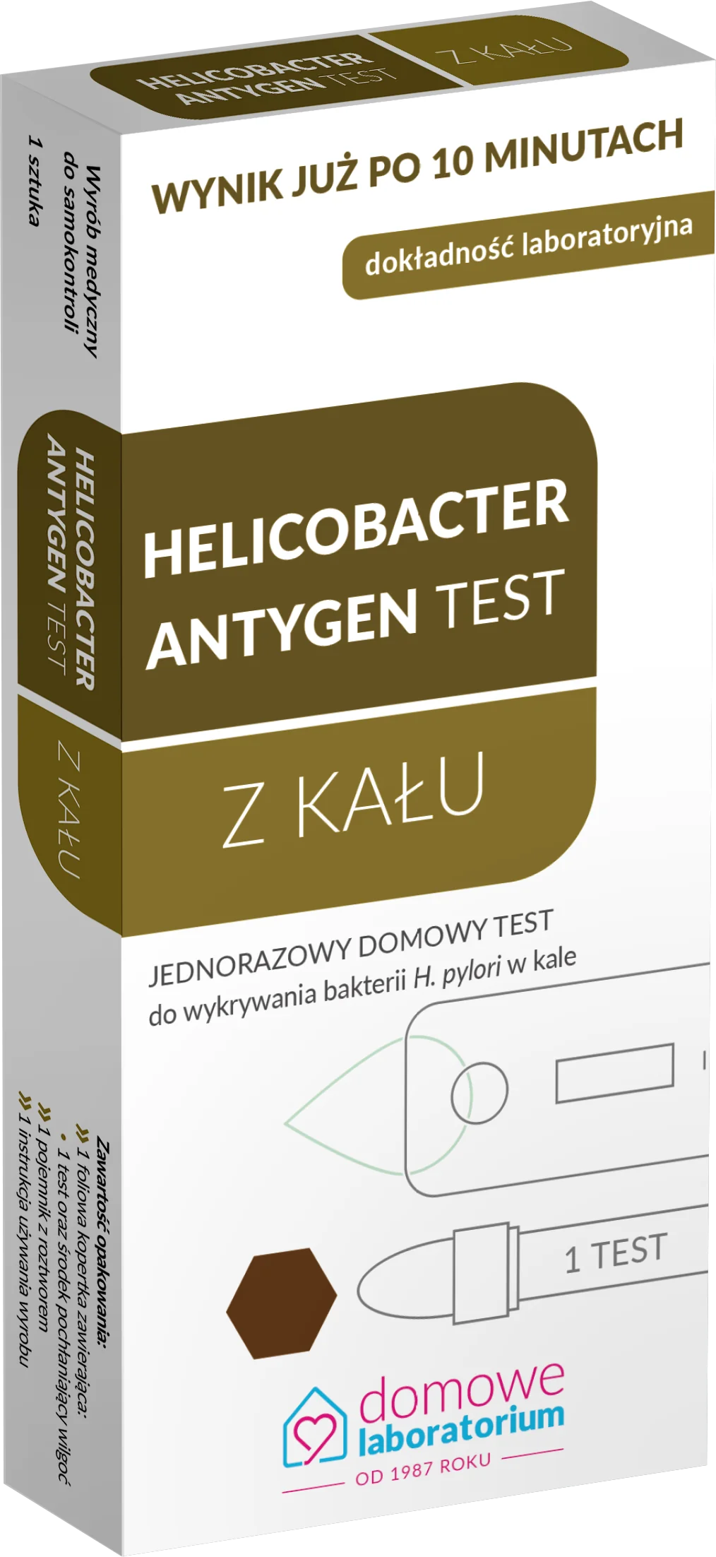 Helicobacter Antygen test z kału jednorazowy domowy test, 1 sztuka