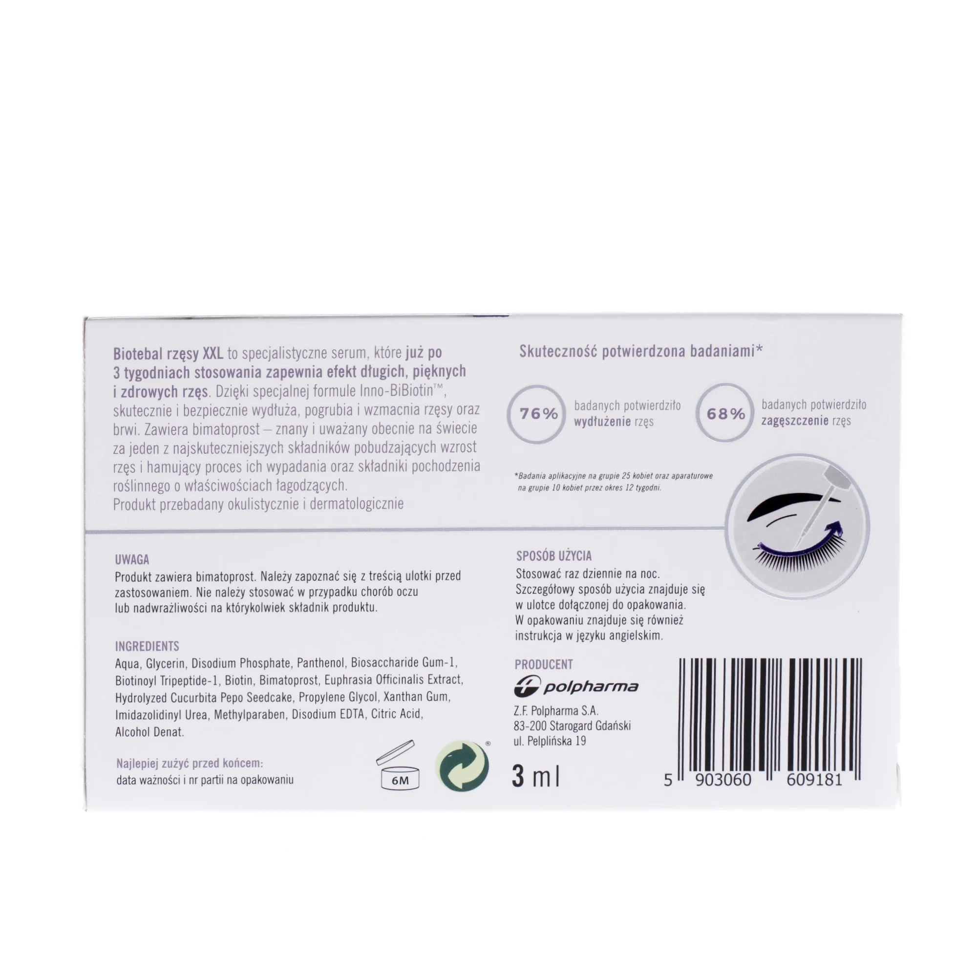 BIOTEBAL rzęsy XXL serum pobudzające wzrost rzęs, 3 ml