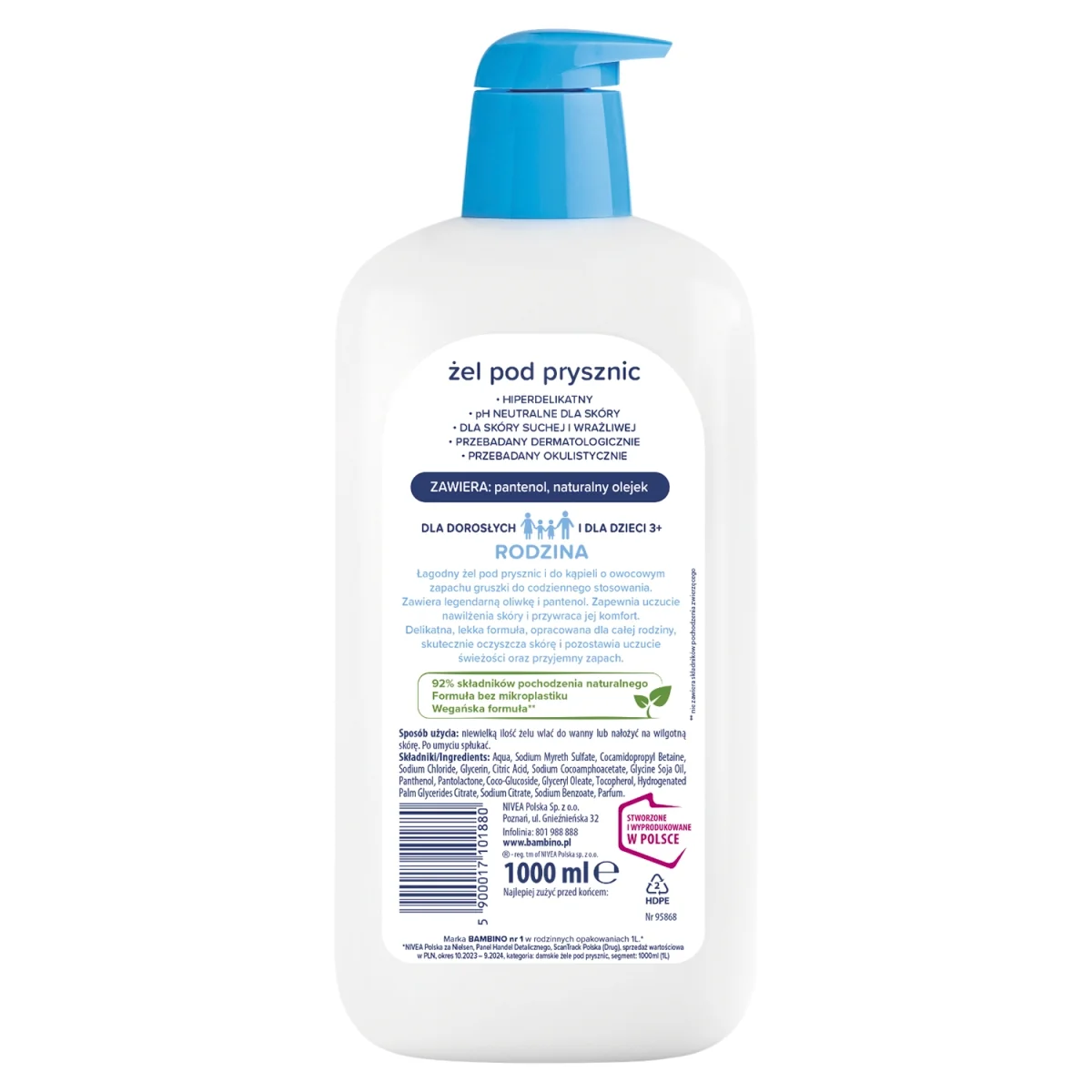 Bambino Rodzina żel pod prysznic Gruszka, 1000 ml