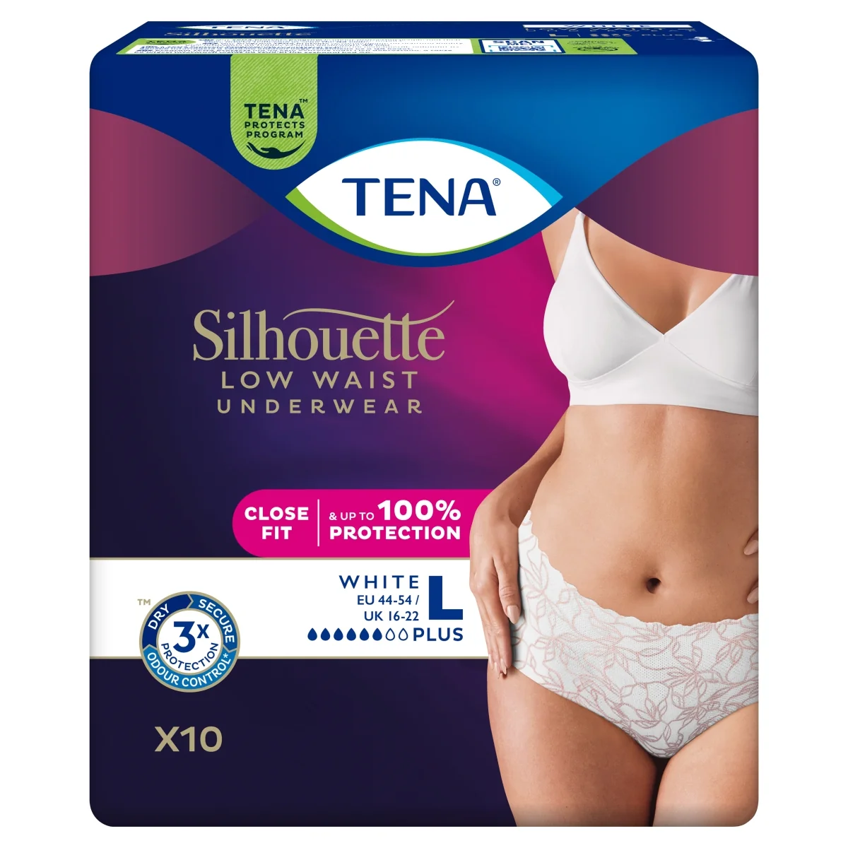 TENA Silhouette White bielizna chłonna Plus L ,10 sztuk