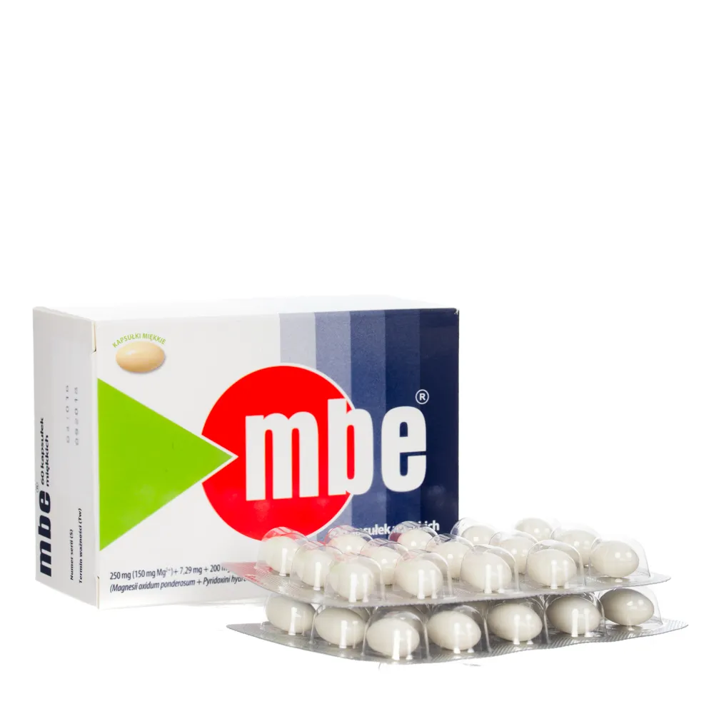 MBE - preparat stosowany w leczeniu niedoborów witaminy E, B i Magnezu , 60 kapsułek miękkich