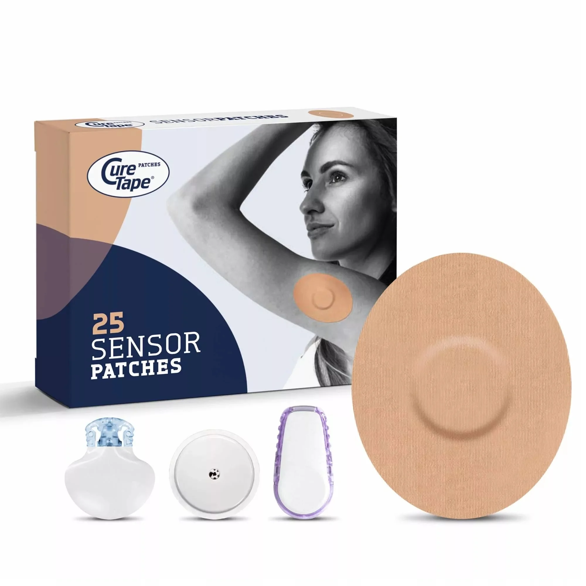 CureTape plastry ochronne na sensor CGM beżowe, 25 sztuk