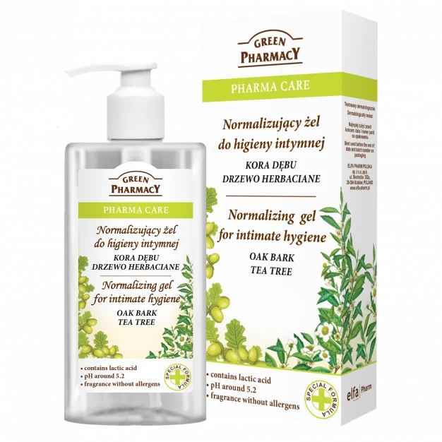 Green Pharmacy normalizujący żel do higieny intymnej, kora dębu i drzewo herbaciane, 300 ml