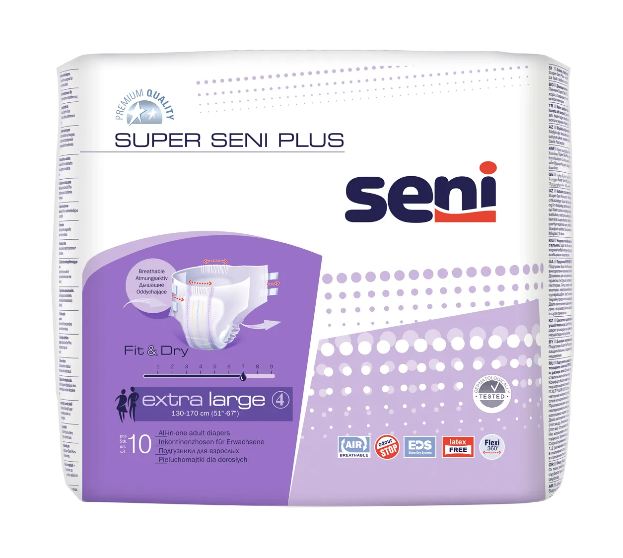 Seni Super Plus. extra large 130-170 cm, pieluchomajtki, 10 sztuk
