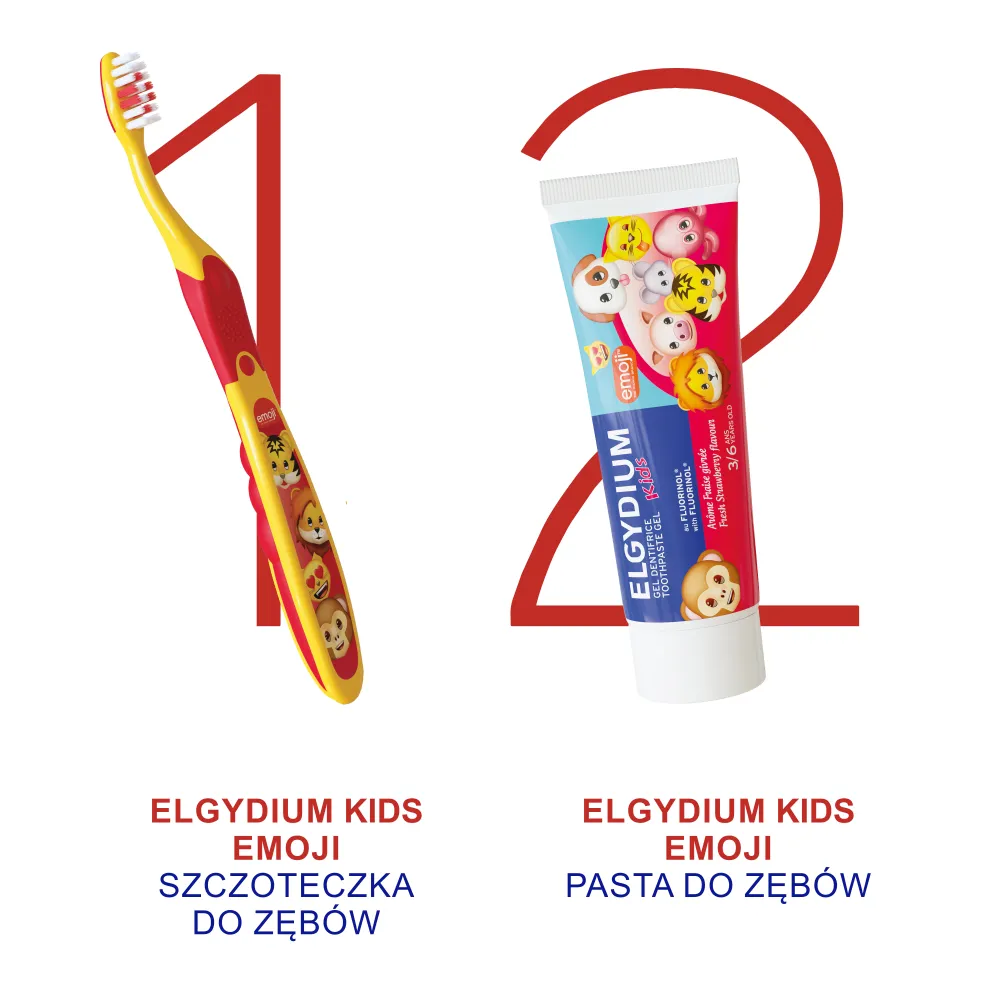 Elgydium Kids szczoteczka do zębów dla dzieci emoji, 1 szt.