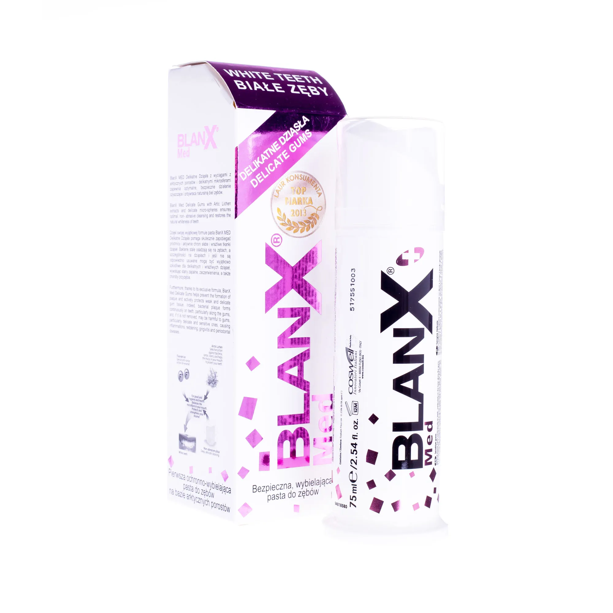 BlanX Med białe zęby. delikatne dziąsła, 75 ml