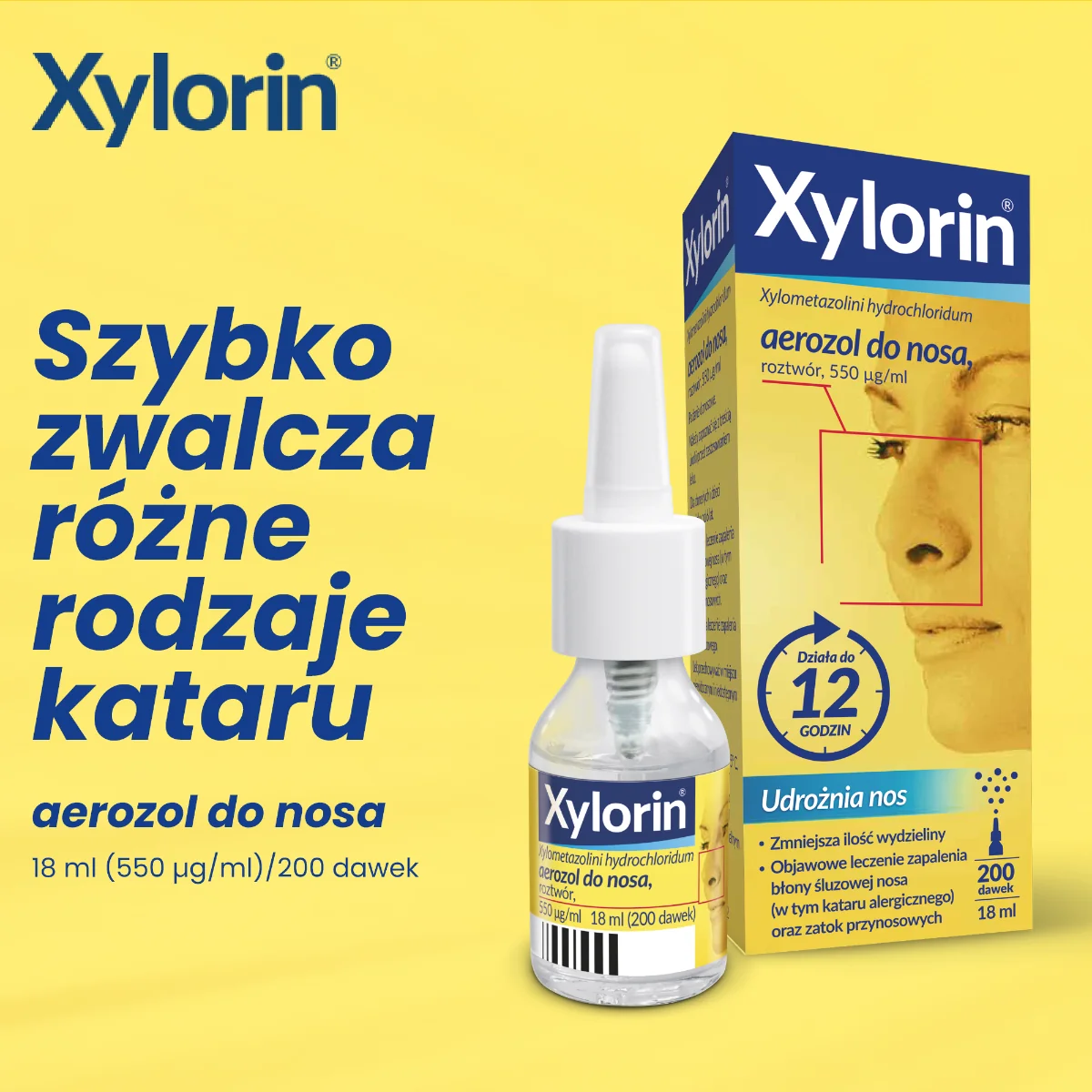Xylorin 550 μg/ml, aerozol do nosa, 18 ml
