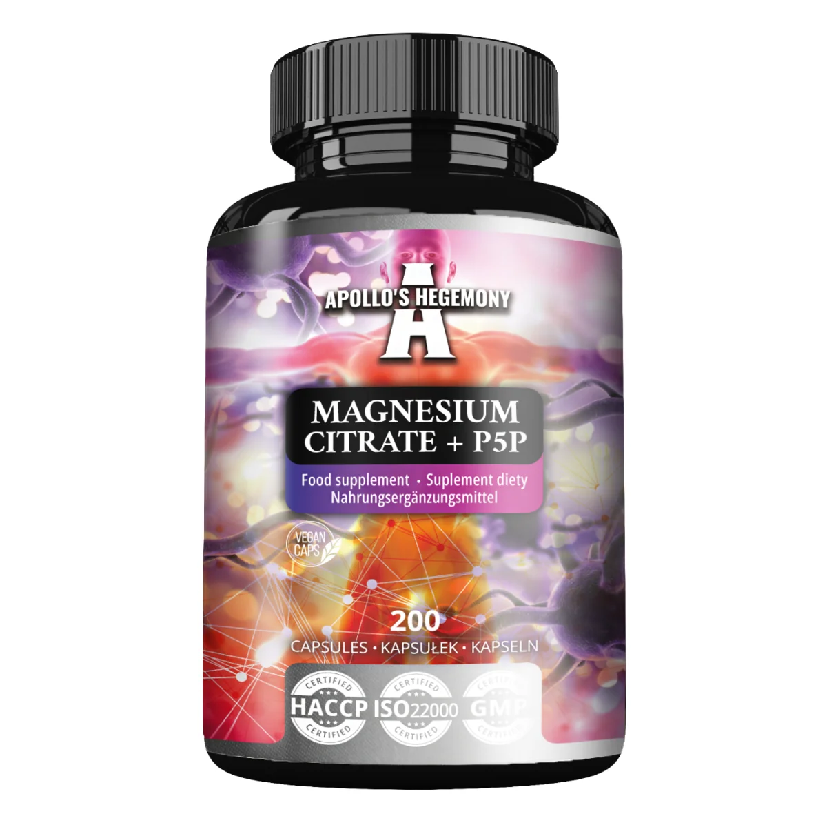Apollo's Hegemony Magnesium Citrate + P5P 200 kapsułek