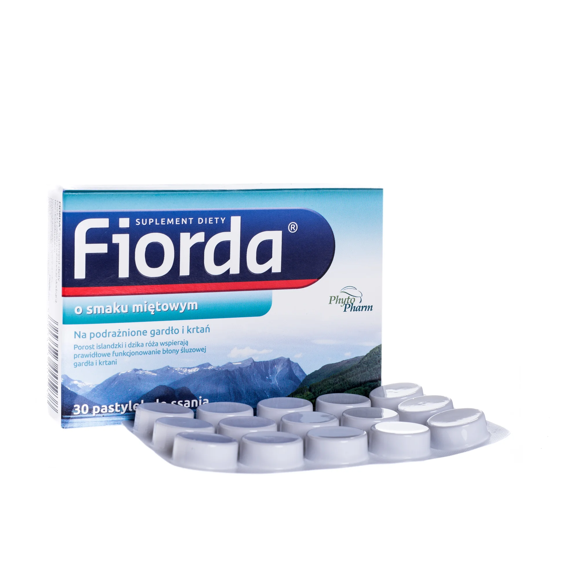 Fiorda, suplement diety, smak miętowy, 30 pastylek do ssania