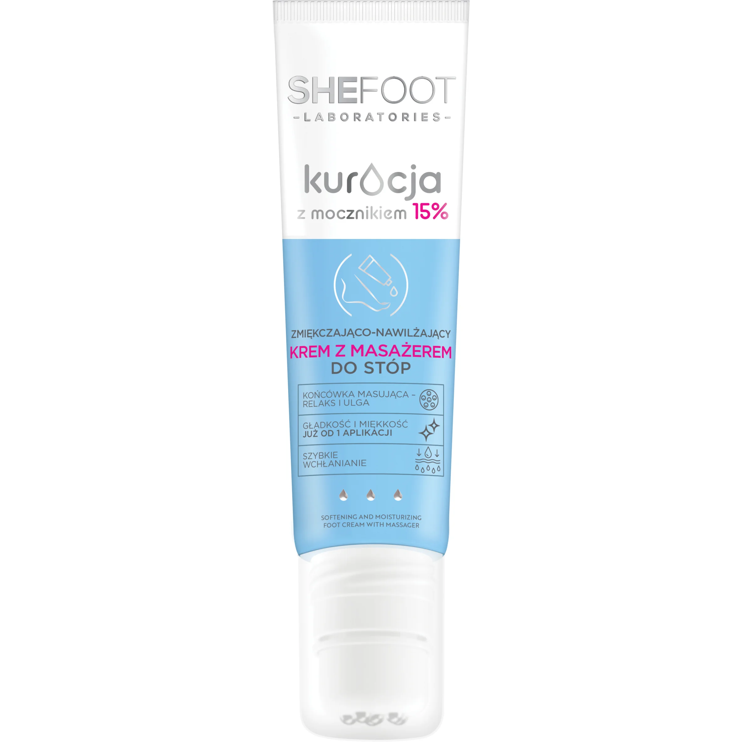 SheFoot Kuracja z Mocznikiem zmiękczająco-nawilżający krem z masażerem do stóp, 50 ml