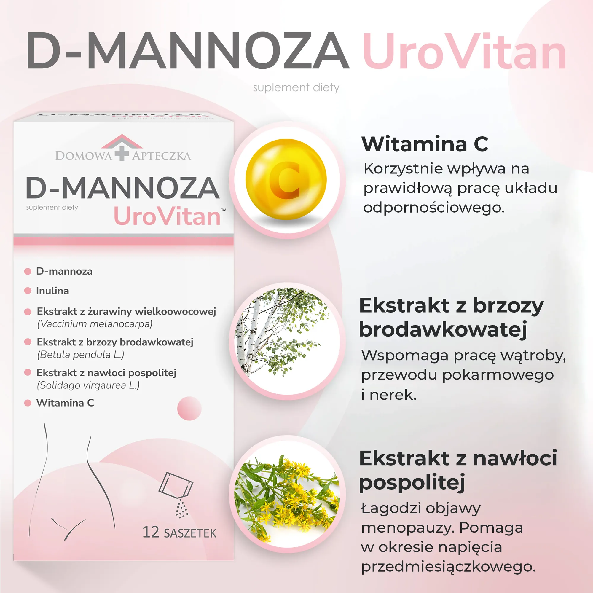 Domowa Apteczka D-Mannoza UroVitan 12 saszetek