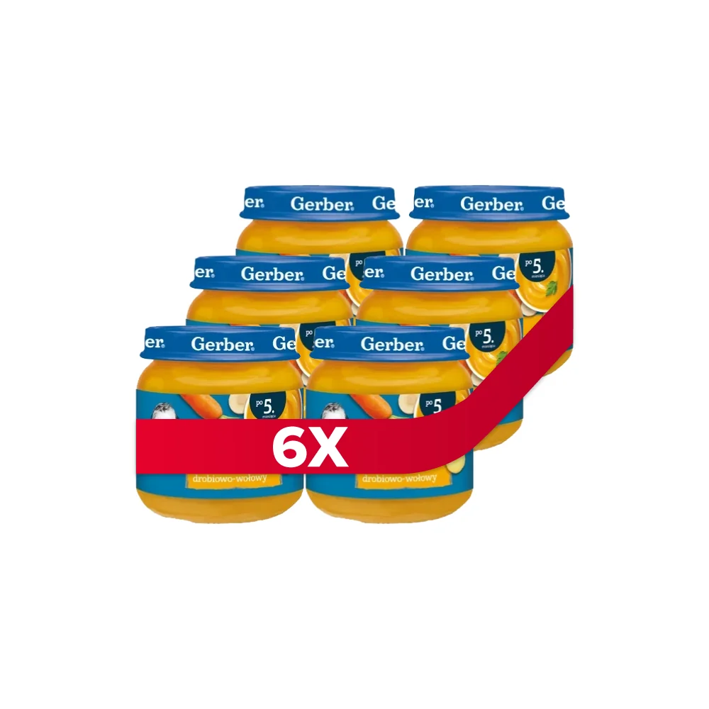 Gerber zupka rosołek drobiowo-wołowy dla niemowląt po 5 miesiącu życia, 6 x 125 g