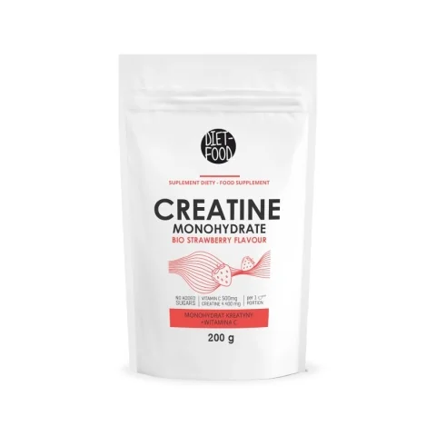 DIET-FOOD Kreatyna Monohydrat z Witaminą C truskawka, proszek, 200 g