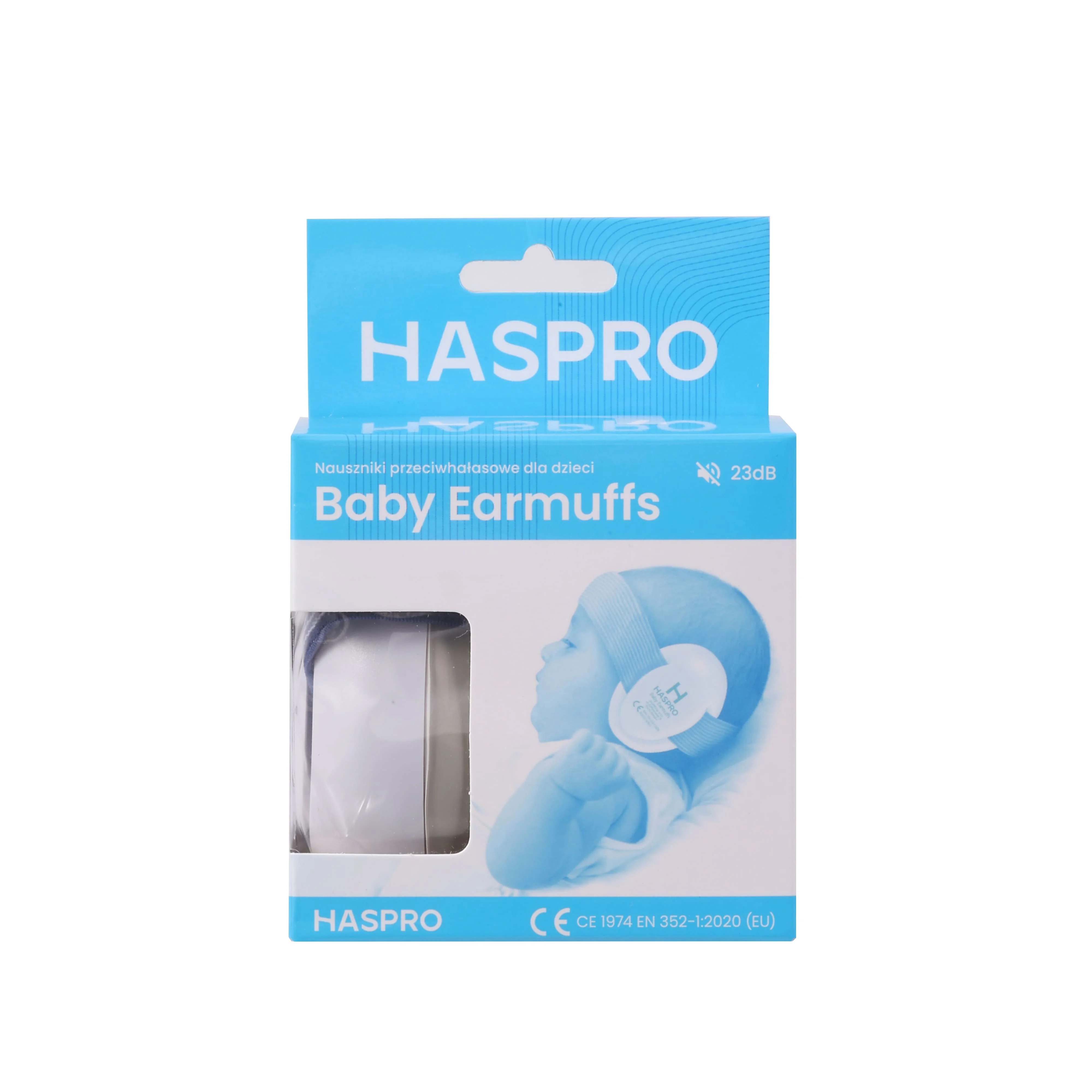 HASPRO Baby Earmuffs BLUE 0+ niebieskie nauszniki dla dzieci i niemowląt, 1 sztuka