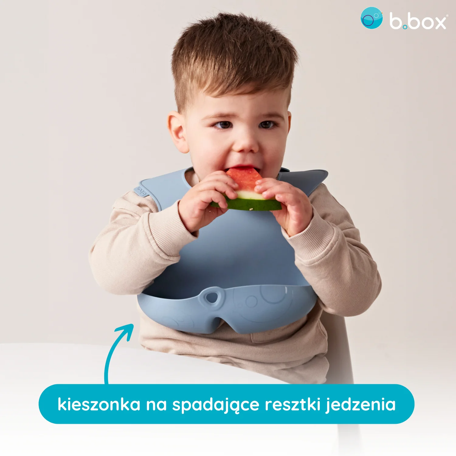 B.box śliniak z otwartą kieszonką niebieski, 1 szt.