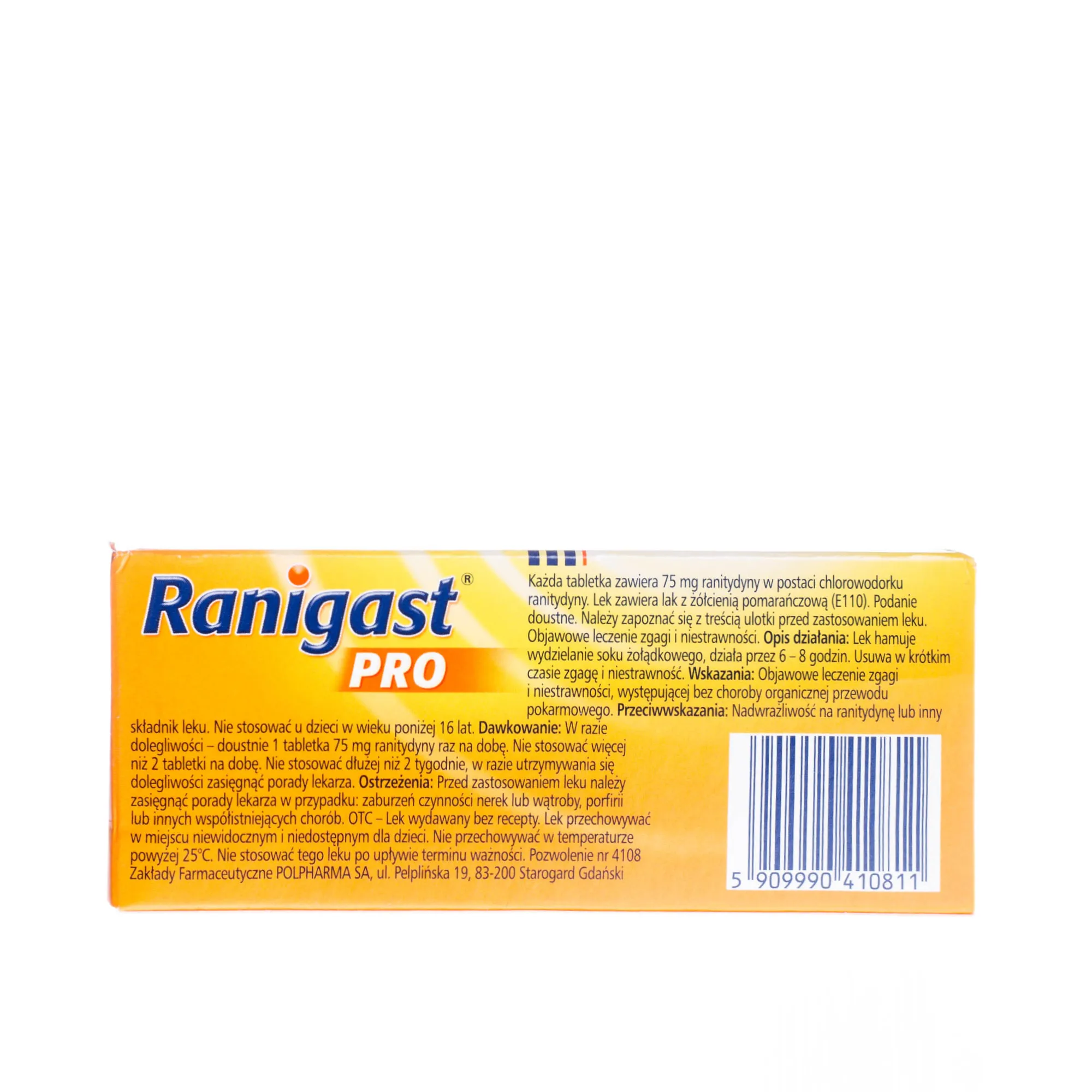 Ranigast Pro, preparat stosowany w leczeniu objawów zgagi i niestrawności, 10 tabletek 