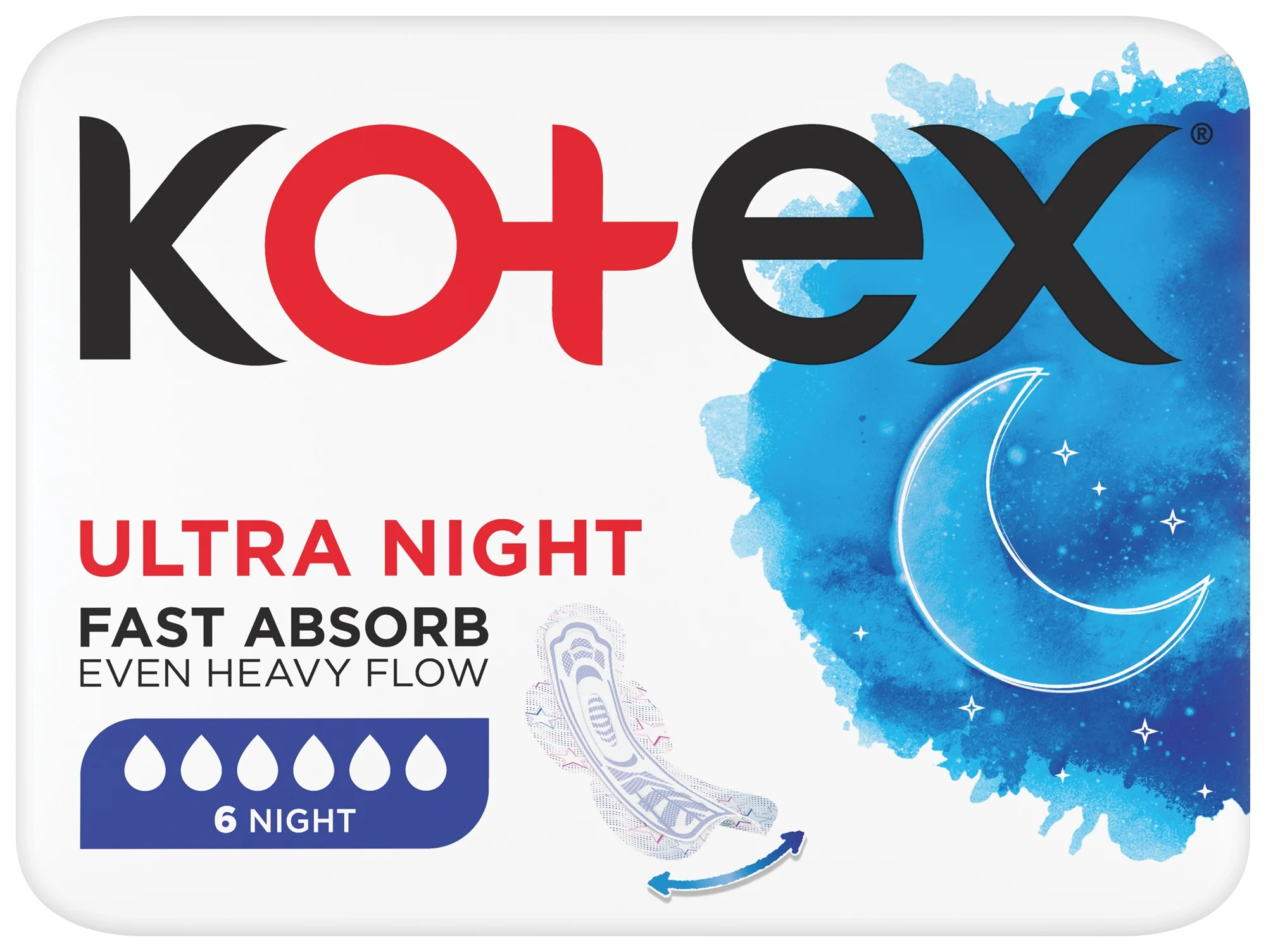 Kotex Ultra Night podpaski, 6 sztuk