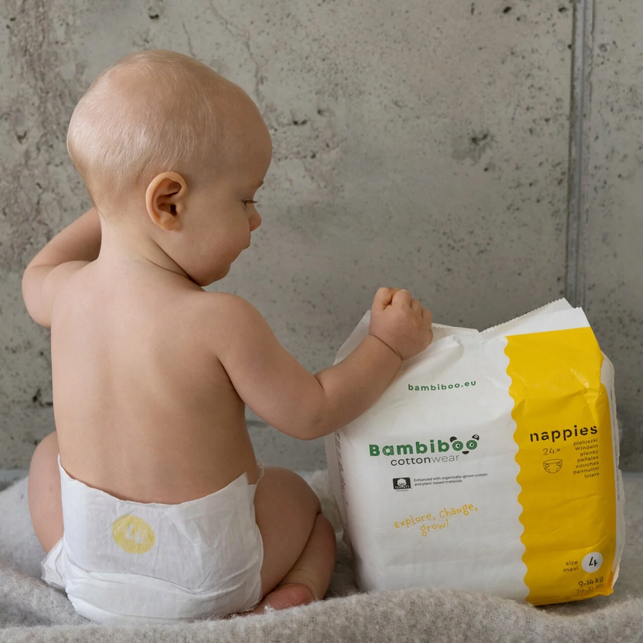 Bambiboo COTTONWEAR jednorazowe pieluszki z bawełną organiczną rozmiar 4, 24 szt.