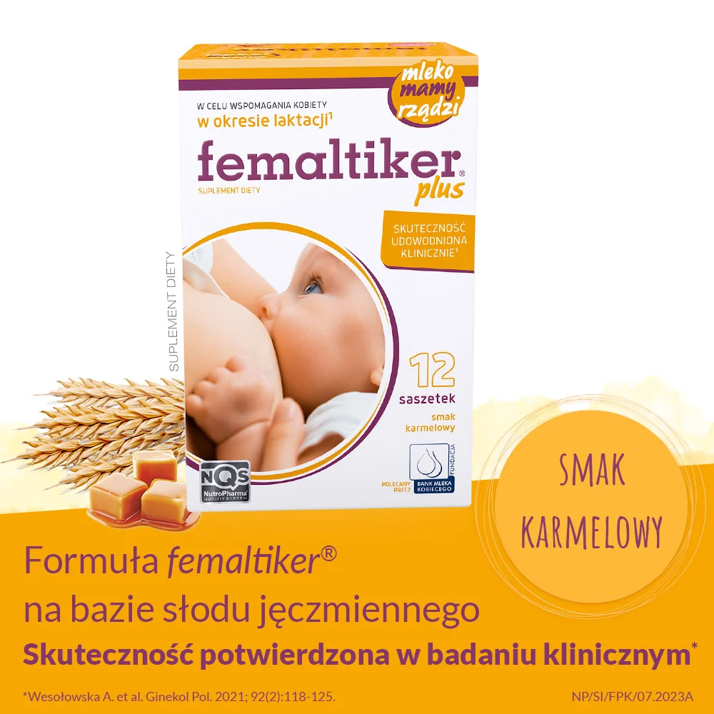 Femaltiker Plus smak karmelowy, 12 saszetek