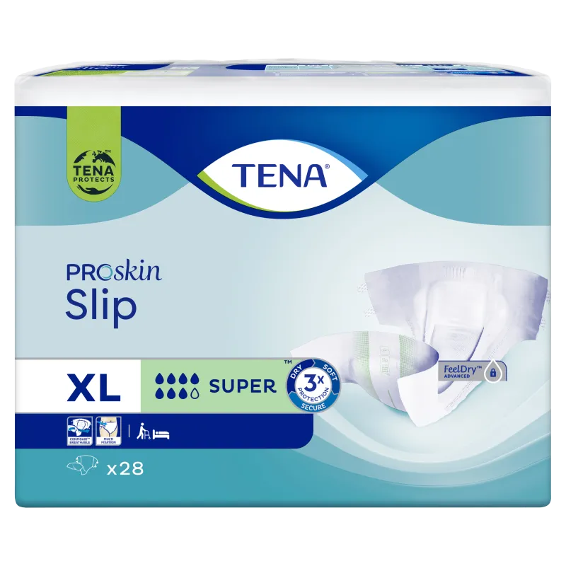 TENA Slip Super XL, pieluchomajtki zapinane na rzepy, 28 sztuk