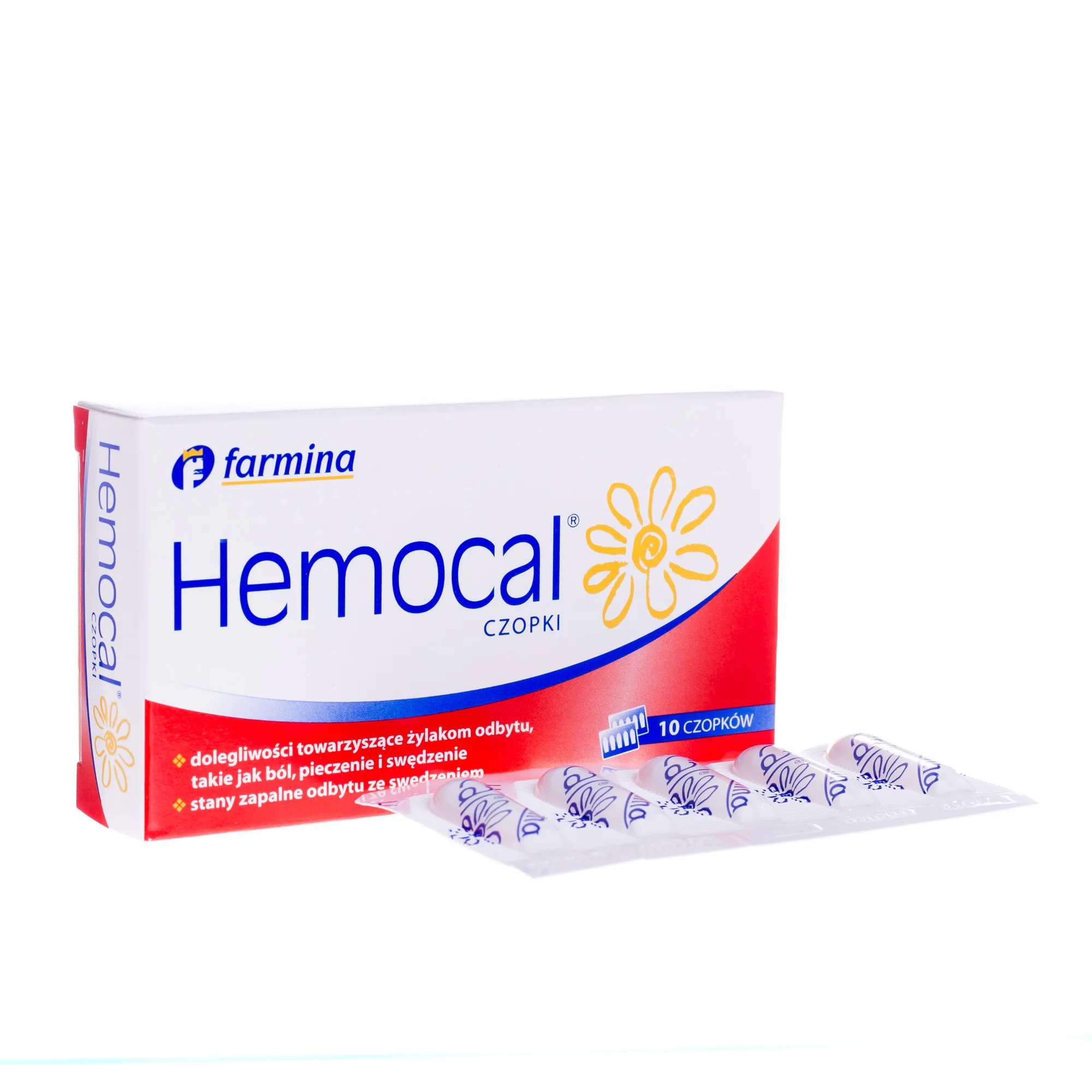 Hemocal Czopki, lek stosowany przy żylakach odbytu, 10 czopków