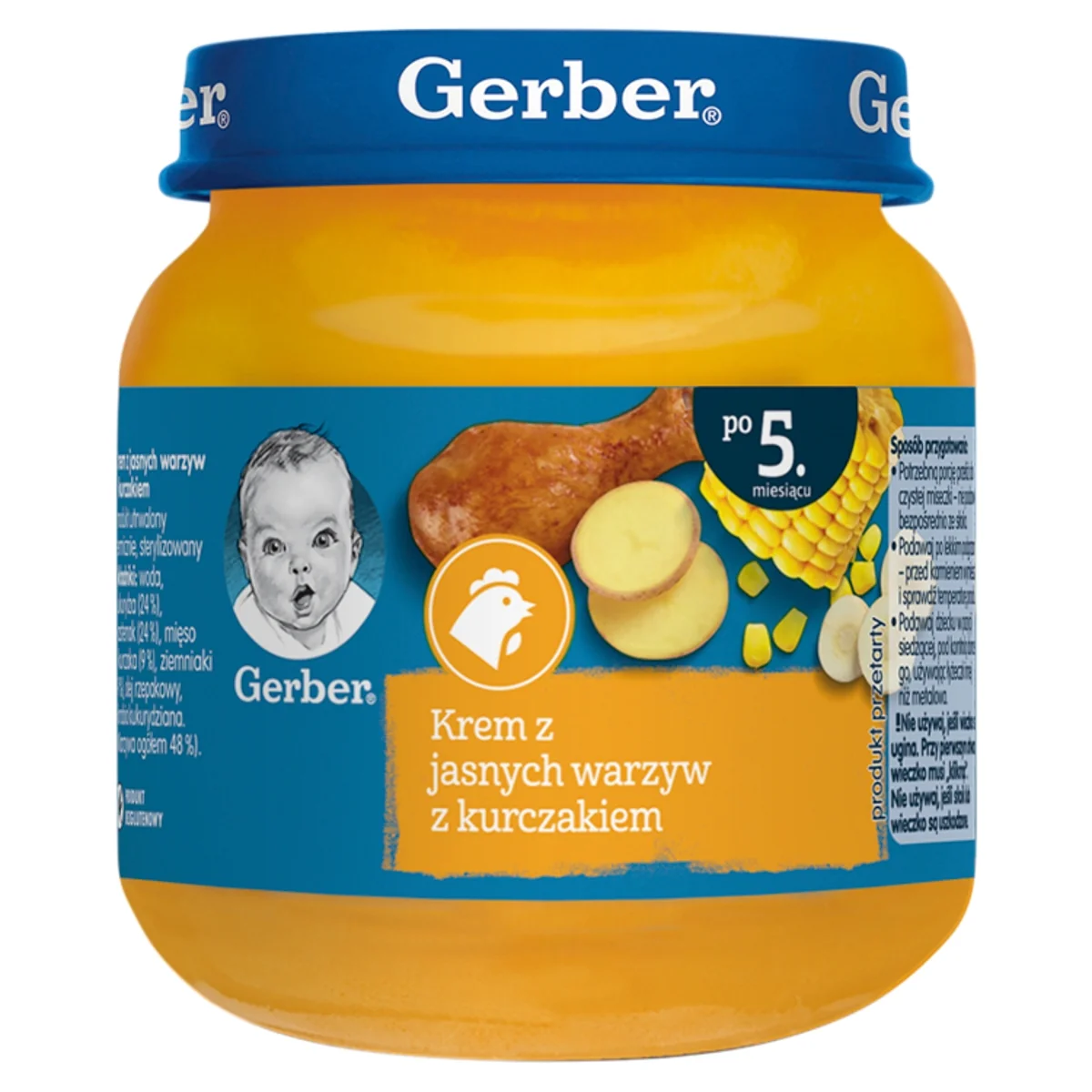 Gerber zupka krem z jasnych warzyw z kurczakiem dla niemowląt po 5 miesiącu, 125 g