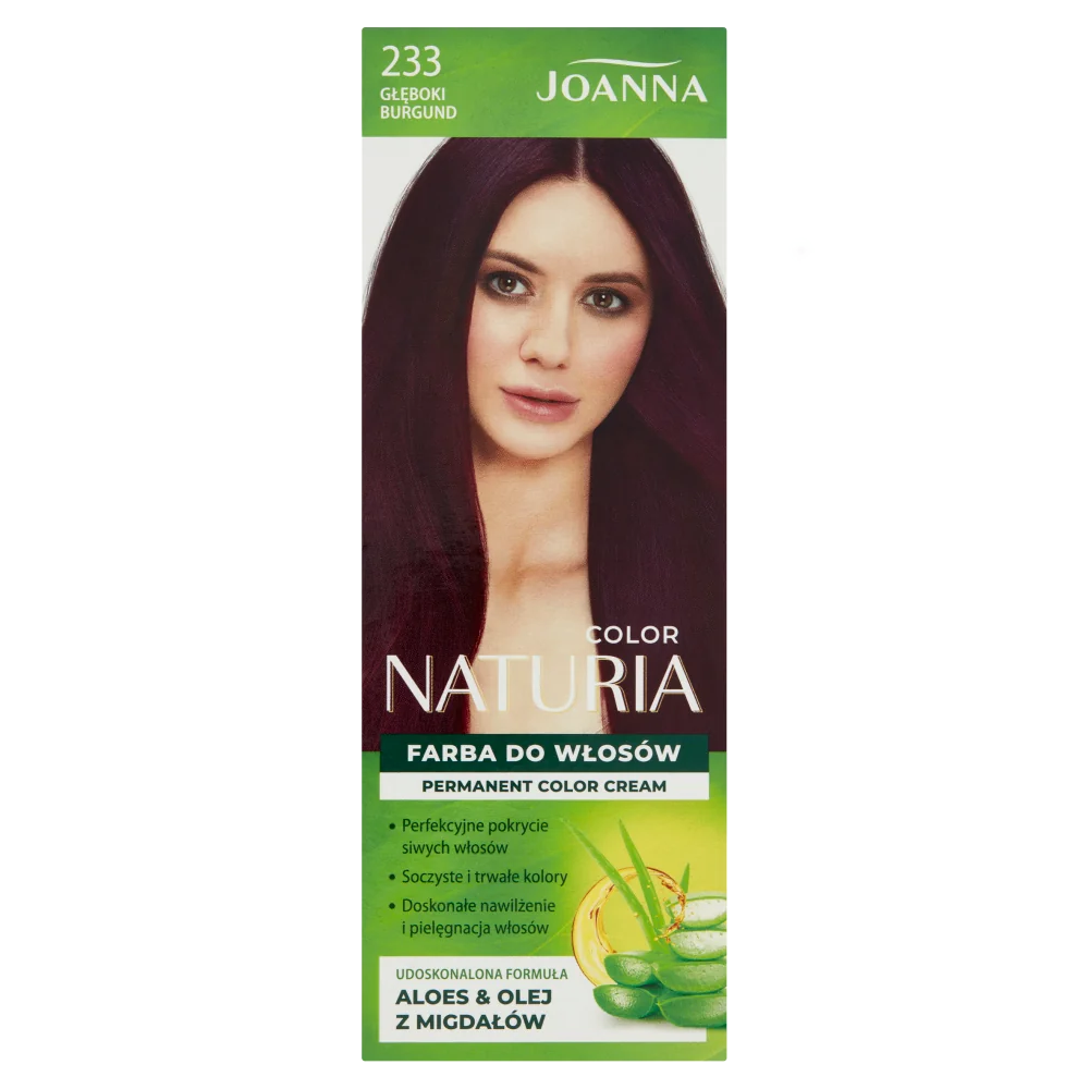 Joanna Naturia Color farba do włosów nr 233 Głęboki Burgund, utleniacz 60 g + farba 40 g